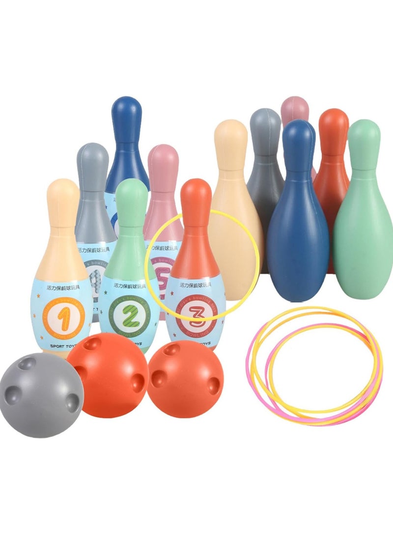 CMGTYYD Kids Bowling Toys Set, Toddler Indoor Outdoor Activity Play Game, with 3 Balls 6 Rings 12 Bowling, Educational, Birthday Party Gift for 18 24 Months, 2 3 Year Old Children Boy Girl - Image 1